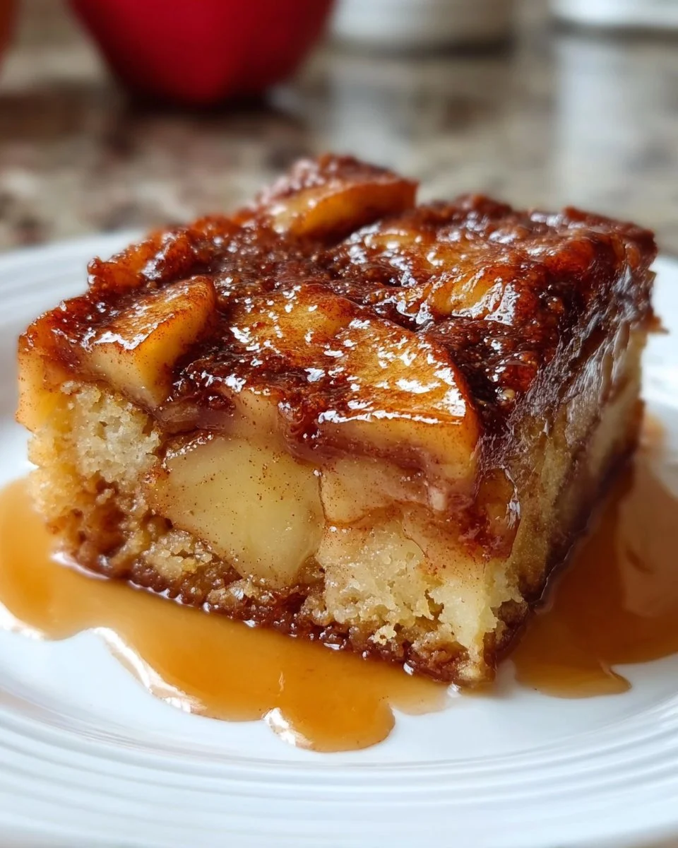Deliciously baked apple cinnamon sheet cake served on a plate