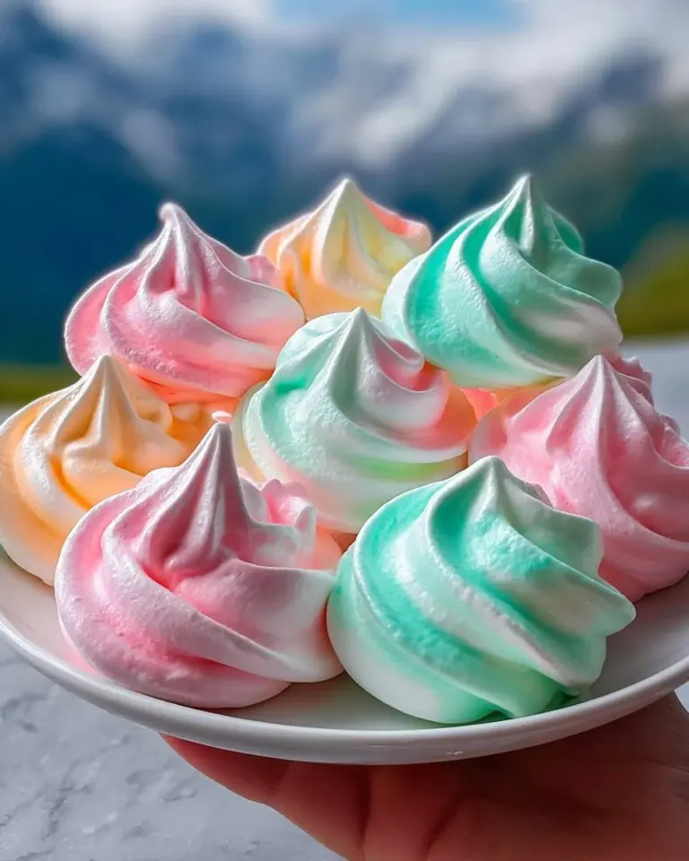 Delicious and colorful Jello Meringue Cookies arranged on a plate.