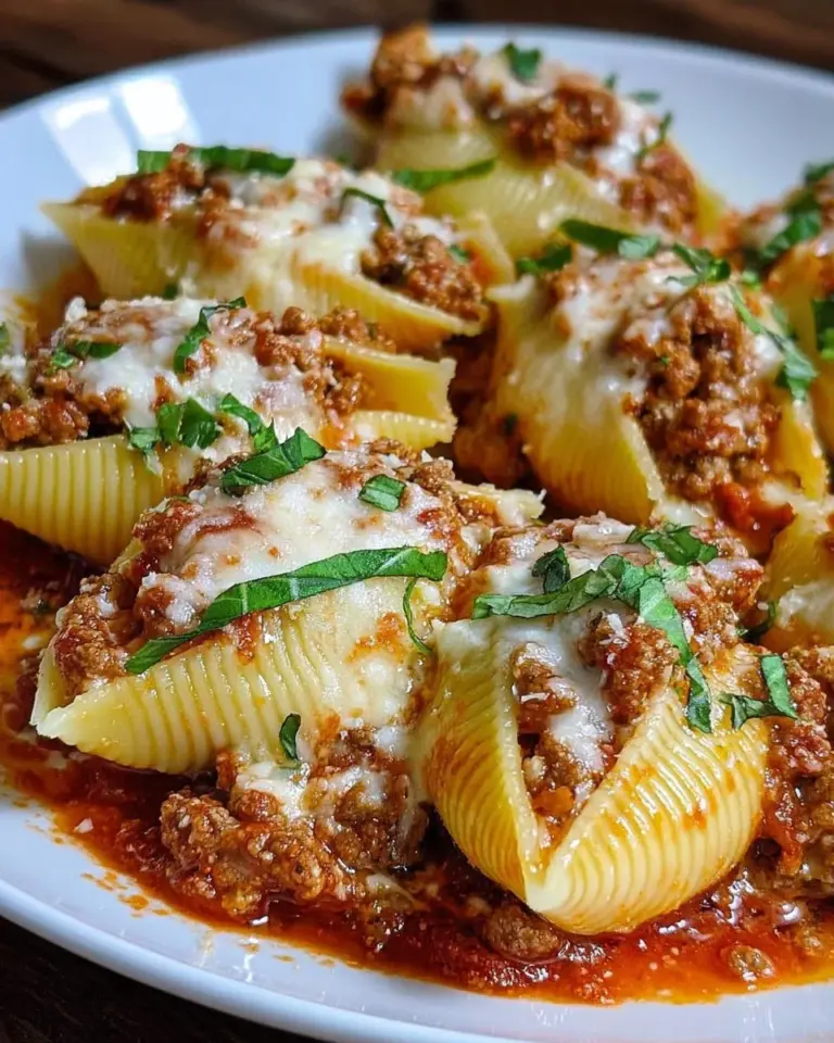 Stuffed pasta shells filled with ricotta cheese and marinara sauce